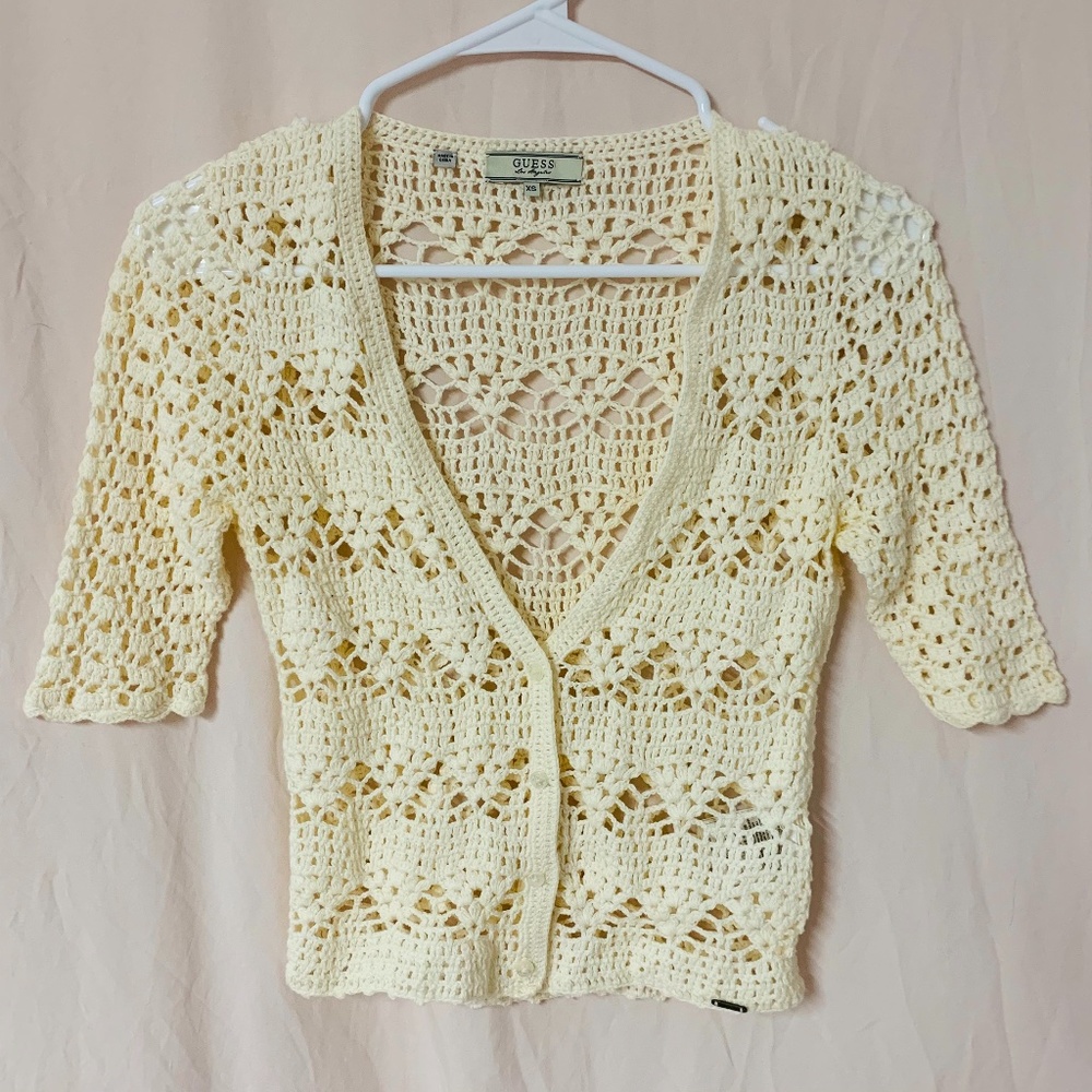 GUESS cropped crochet cardigan